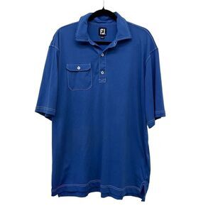 FootJoy Men's XL‎ Blue Golf Polo Shirt Chest Pocket Logo Collared Button Top